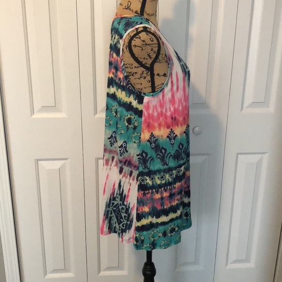 NWOT R.Rouge Multicolor Pattern Sleeveless Tunic - Picture 4 of 8